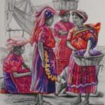 Mujeres de San Juan Ostuncalco 2,001 20X15 Cms Crayó-Lápiz