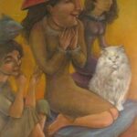 Vanidades(tres mujeres un gato) 70X99 Cms 2,002 Crayón Pastel